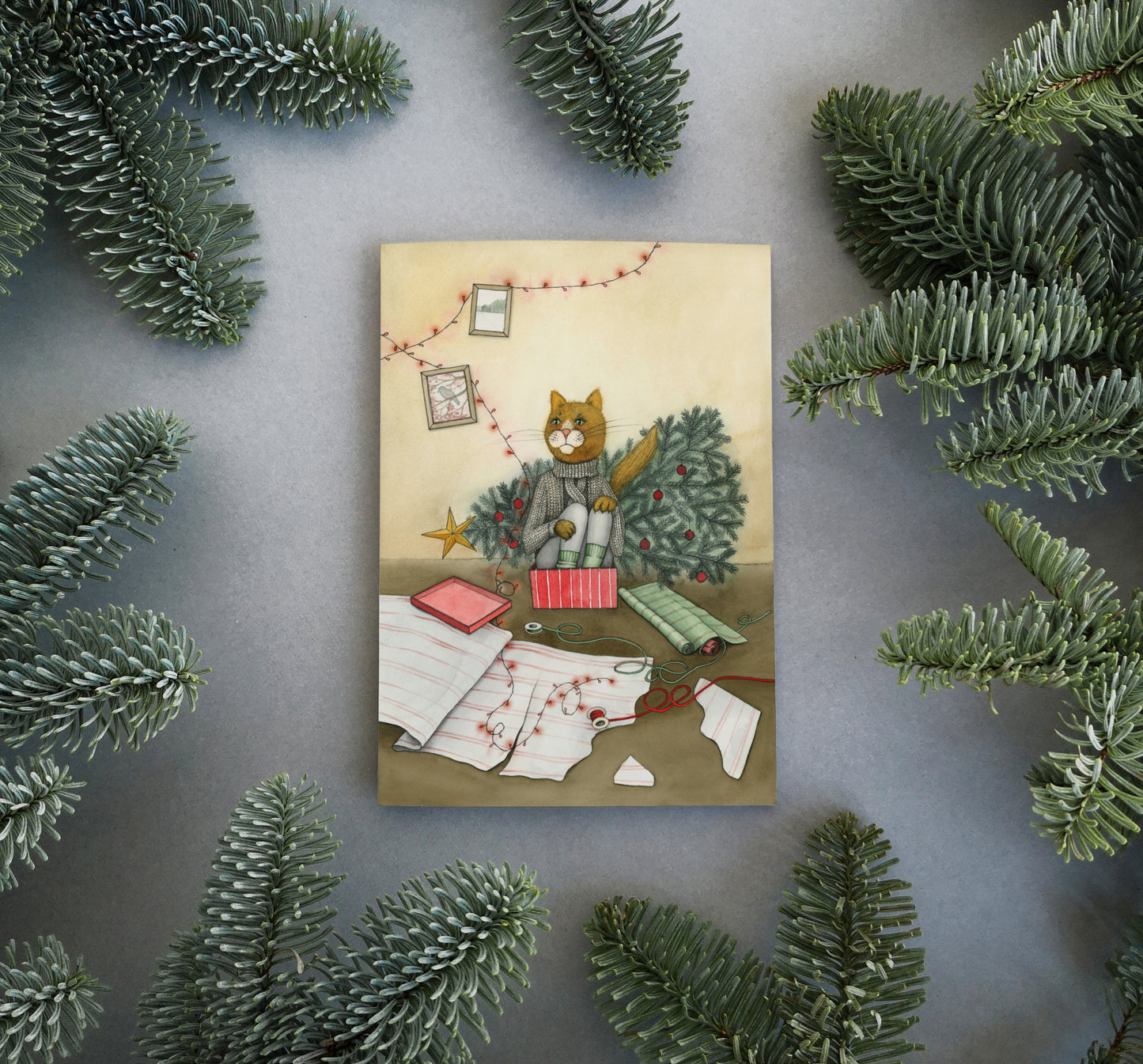Kalėdinis atvirukas „Katinas“